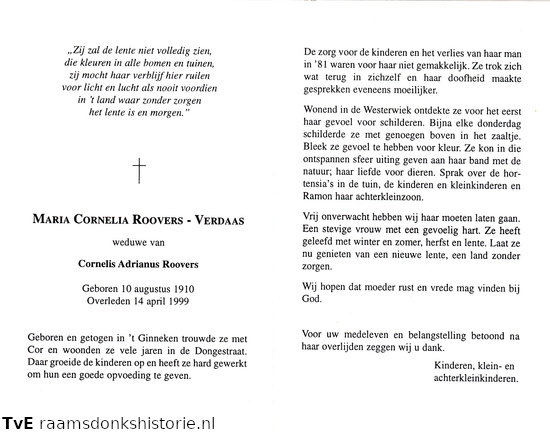 Maria Cornelia Verdaas Cornelis Adrianus Roovers