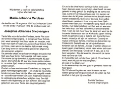 Maria Johanna Verdaas Josephus Johannes Snepvangers