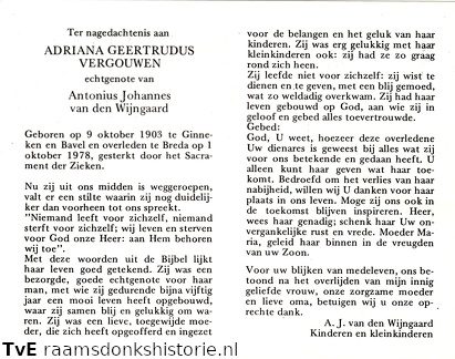 Adriana Geertrudus Vergouwen Antonius Johannes van den Wijngaard