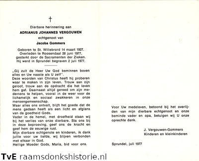 Adrianus Johannes Vergouwen Jacoba Gommers