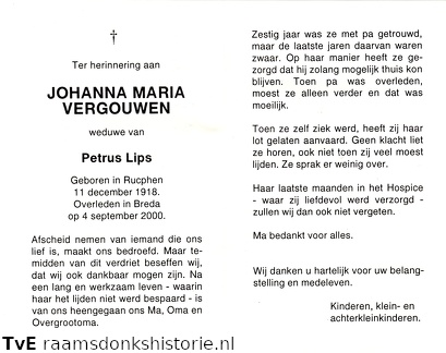 Johanna Maria Vergouwen Petrus Lips