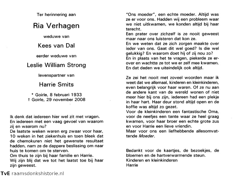 Ria Verhagen  Harrie Smits  Kees van Dal Leslie William Strong
