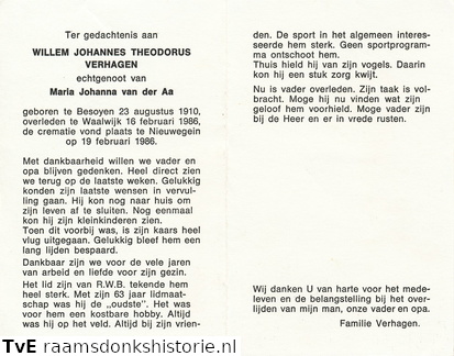 Willem Johannes Theodorus Verhagen Maria Johanna van der Aa