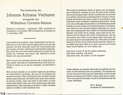 Johanna Adriana Verharen Wilhelmus Cornelis Baijens