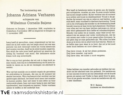 Johanna Adriana Verharen  Wilhelmus Cornelis Baijens