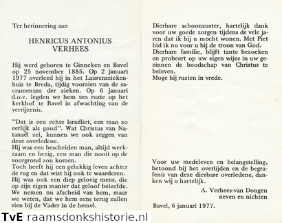 Henrcius Antonius Verhees A van Dongen
