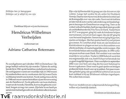 Hendricus Wilhelmus Verheijden Adriana Catharina Botermans