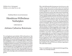 Hendricus Wilhelmus Verheijden  Adriana Catharina Botermans