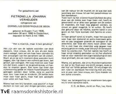 Pietronella Johanna Verheijden Cornelis Godefridus de Been