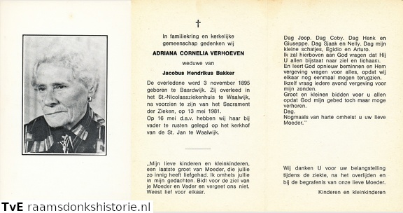 Adriana Cornelia Verhoeven  Jacobus Hendrikus Bakker