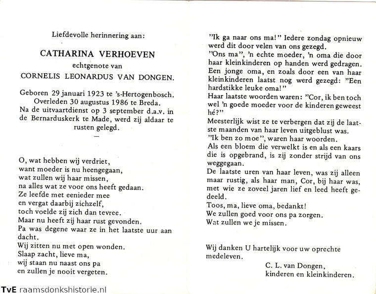 Catharina Verhoeven Cornelis Leonardus van Dongen