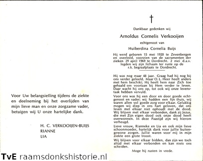 Arnoldus Cornelis Verkooijen  Huiberdina Cornelia Buijs