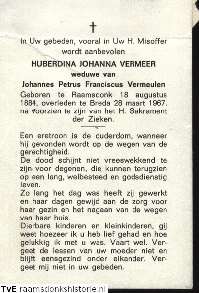Huberdina Johanna Vermeer Johannes Petrus Franciscus Vermeulen
