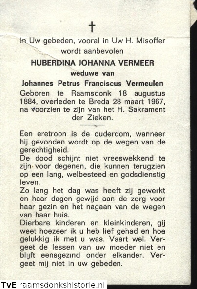 Huberdina Johanna Vermeer  Johannes Petrus Franciscus Vermeulen