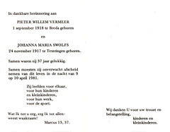 Pieter Willem Vermeer  Johanna Maria Swolfs