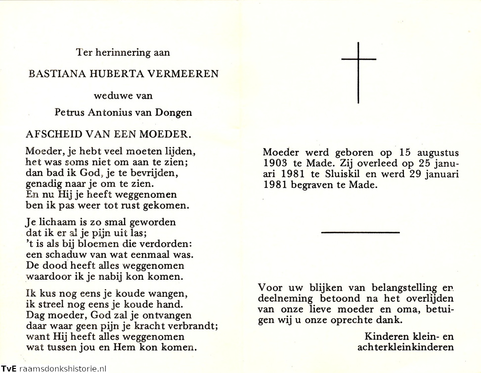 Bastiana Huberta Vermeeren  Petrus Antonius van Dongen