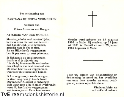 Bastiana Huberta Vermeeren  Petrus Antonius van Dongen