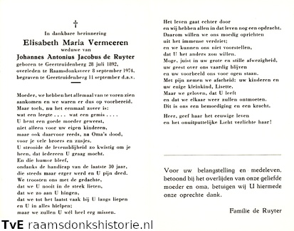Elisabeth Maria Vermeeren  Johannes Antonius Jacobus de Ruyter