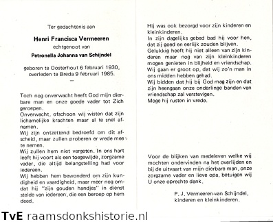 Henri Francisca Vermeeren  Petronella Johanna van Schijndel