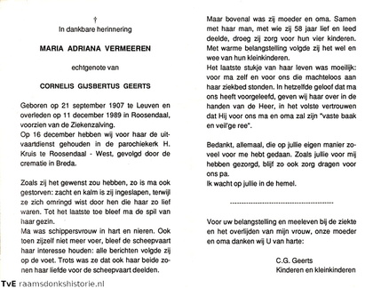 Maria Adriana Vermeeren  Cornelis Gijsbertus Geerts