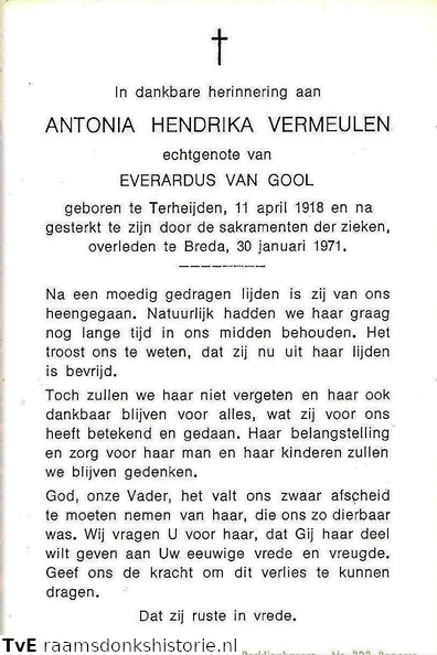 Antonia Hendrika Vermeulen  Everardus van Gool