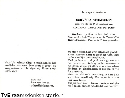 Cornelia Vermeulen  Adrianus Antonius de Jong