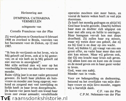 Dymphna Catharina Vermeulen Cornelis Franciscus van der Plas
