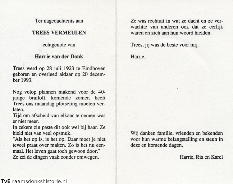 Trees Vermeulen Harrie van der Donk