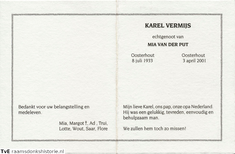 Karel Vermijs  Mia van der Put