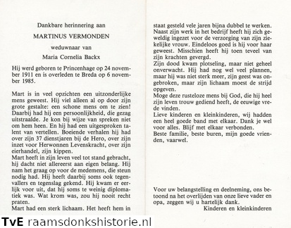 Martinus Vermonden Maria Cornelia Backx