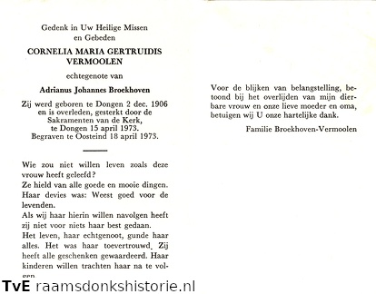 Cornelia Maria Gertrudis Vermoolen  Adrianus Johannes Broekhoven