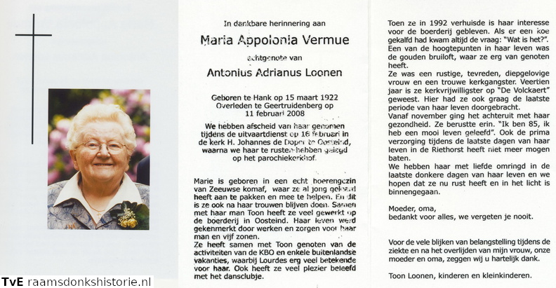 Maria Appolonia Vermue Antonius Adrianus Loonen