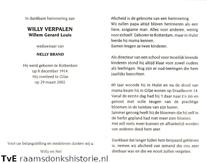 Willem Gerard Louis Verpalen Nelly Brand
