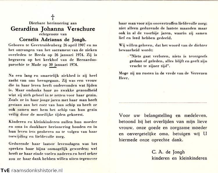 Gerardina Johanna Verschure Cornelis Adrianus de Jongh