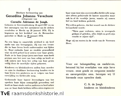 Gerardina Johanna Verschure  Cornelis Adrianus de Jongh