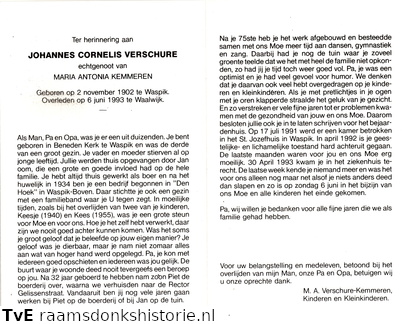 Johannes Cornelis Verschure Maria Antonia Kemmeren