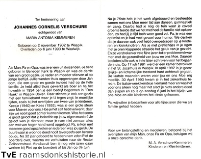 Johannes Cornelis Verschure  Maria Antonia Kemmeren
