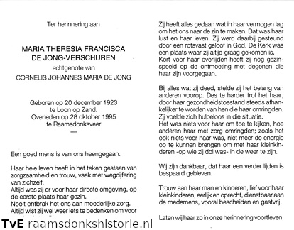 Maria Theresia Francisca Verschuren Cornelis Johannes Maria de Jong