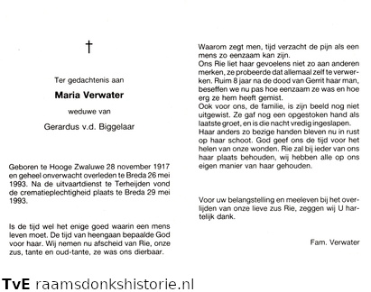 Maria Verwater Gerardus van den Biggelaar