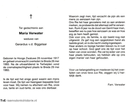Maria Verwater  Gerardus van den Biggelaar