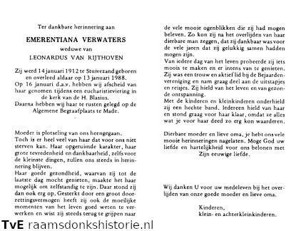 Emerantia Verwaters  Leonardus van Rijthoven