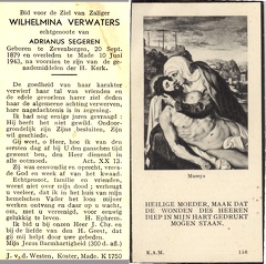 Wilhelmina Verwaters  Adrianus Segeren