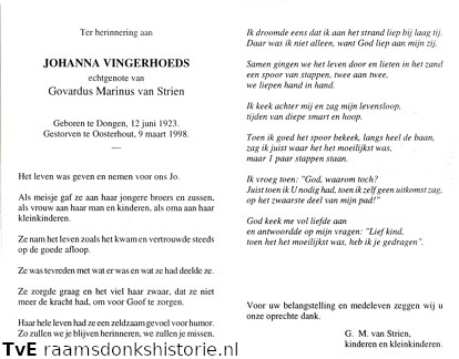 Johanna Vingerhoeds Govardus Marinus van Strien