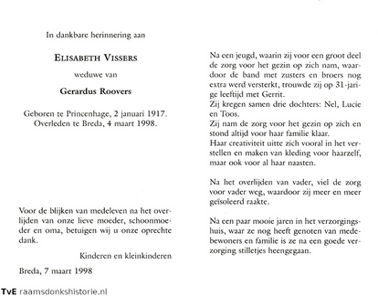 Elisabeth Vissers  Gerardus Roovers