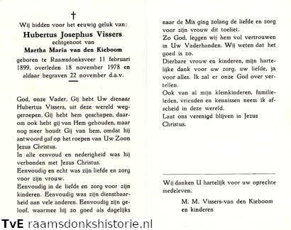 Hubertus Josephus Vissers  Martha Maria van den Kieboom