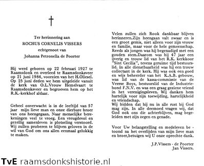 Rochus Cornelis Vissers Johanna Petronella de Poorter