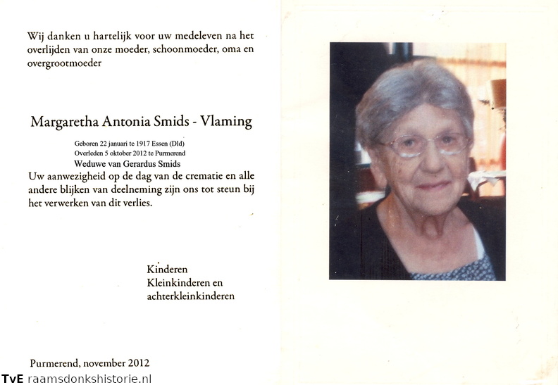 Margaretha Antonia Vlaming  Gerardus Smids