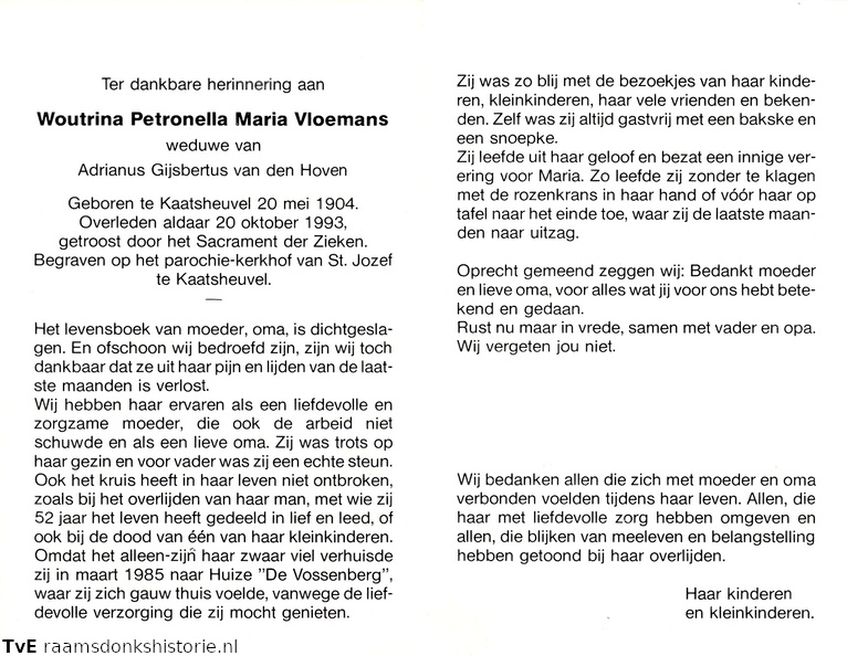 Woutrina Petronella Maria Vloemans Adrianus Gijsbertus van den Hoven