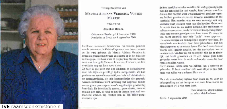 Martha Adriana Veronica Voeten  Josephus Rompa)