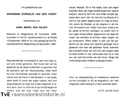 Dingeman Cornelis van der Vorst  Anna Maria den Reijer